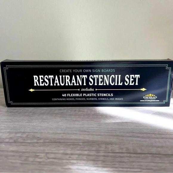 Restaurant Stencil Set Excello Global Includes 40 Flexible Plastic Stencils - Picture 1 of 4